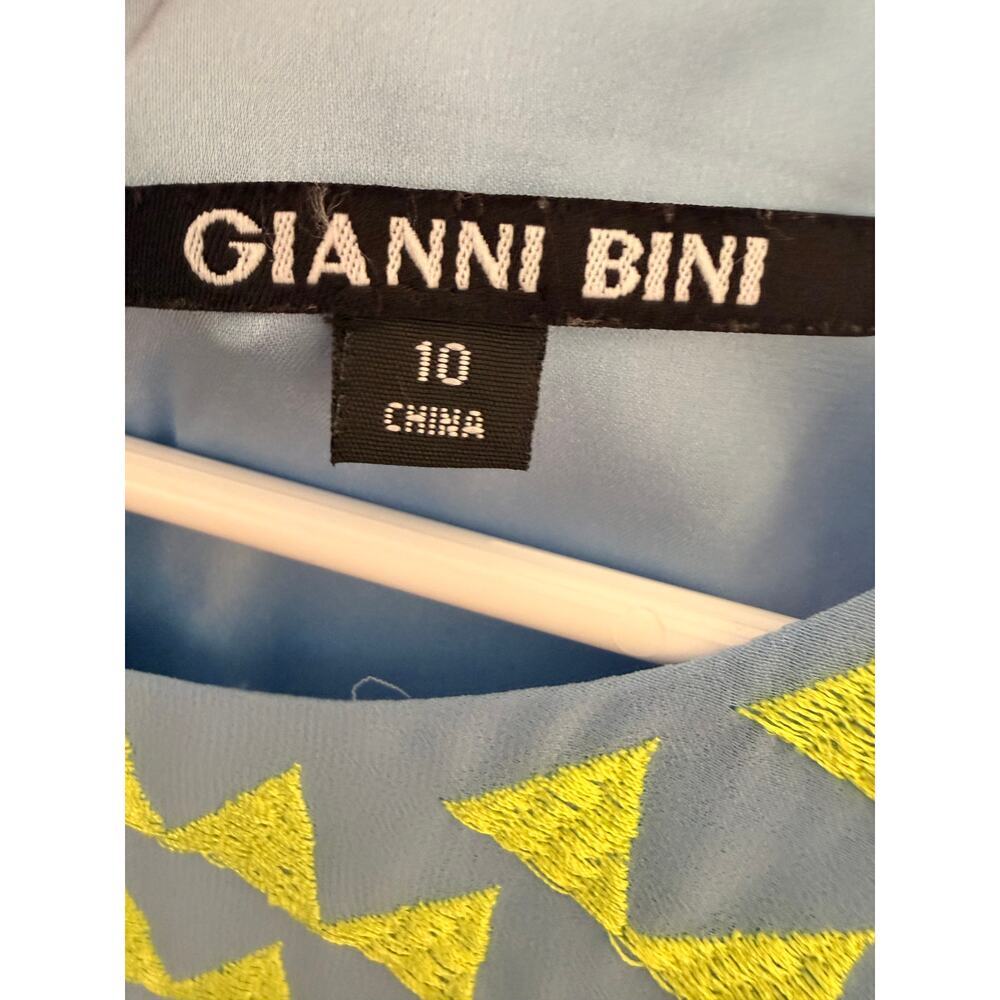 Gianni Bini Blue Maxi Dress Neon Embroidered Sleeveless Size 10 - Picture 5 of 12
